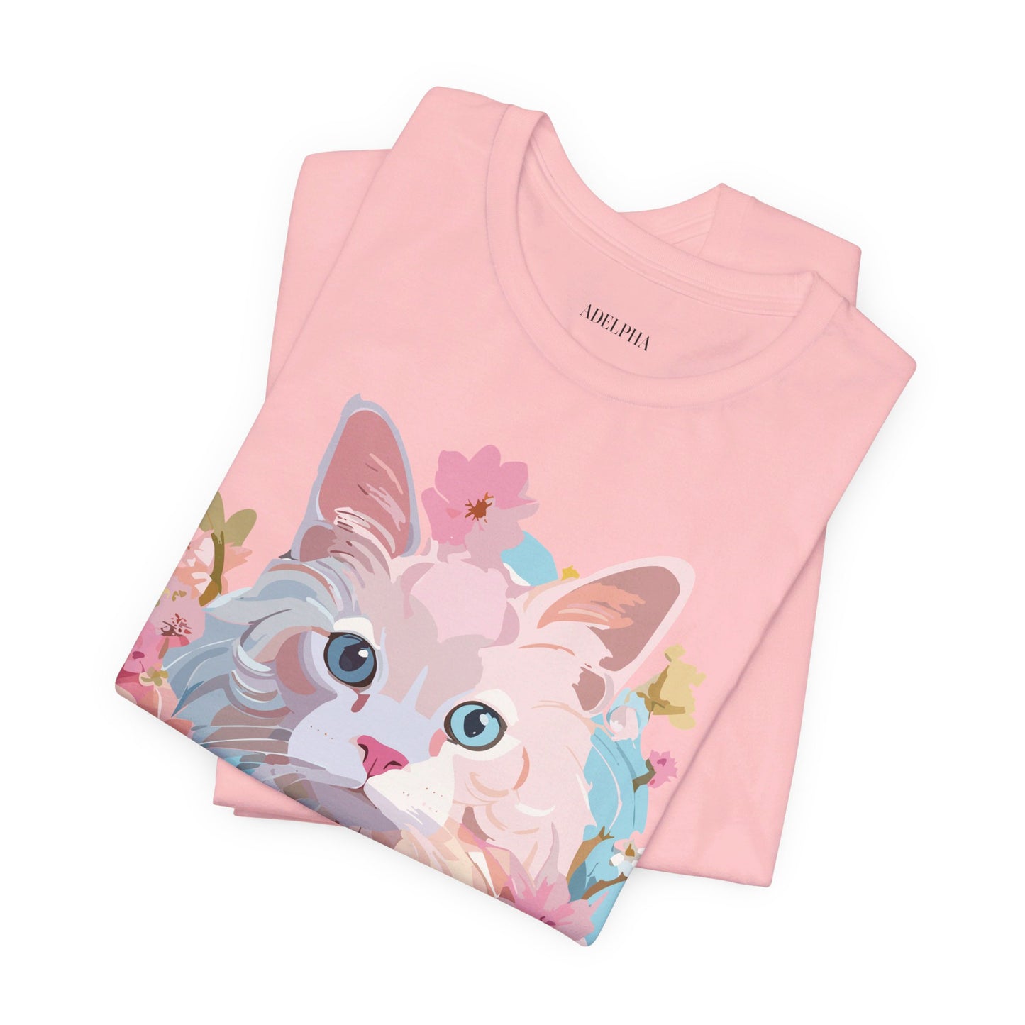 Natural Cotton Tee Shirt with Cat