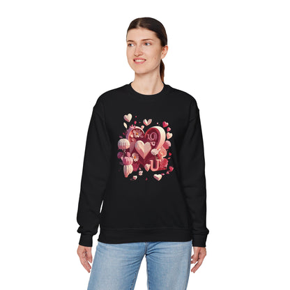 Unisex Floral Big Heart Sweatshirt Love Floral Valentine Day Cotton Poly Blend