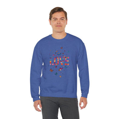 Unisex Floral Love Sweatshirt Fifty Fifty Cotton Poly Valentines Day
