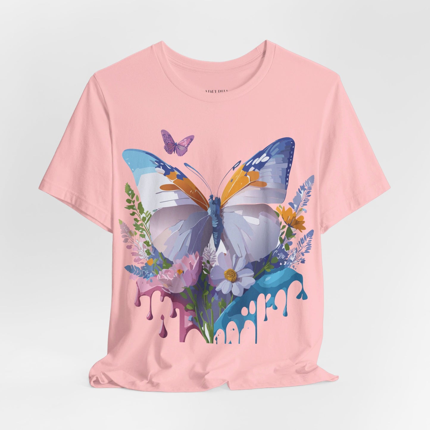 Natural Cotton Tee Shirt with Butterfly