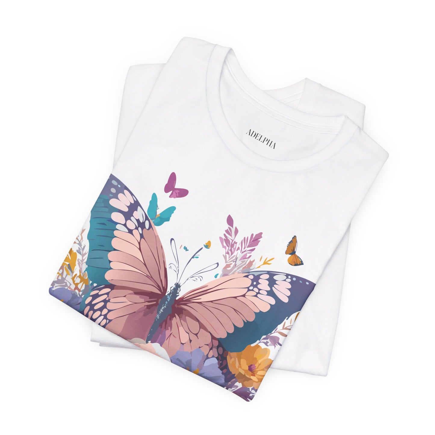 Natural Cotton Tee Shirt with Butterfly