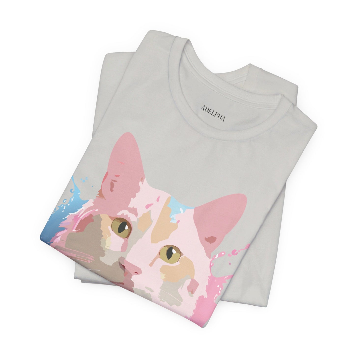 Natural Cotton Tee Shirt with Cat