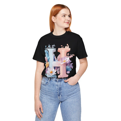 Natural Cotton Tee Shirt - Letters Collection - H Printify