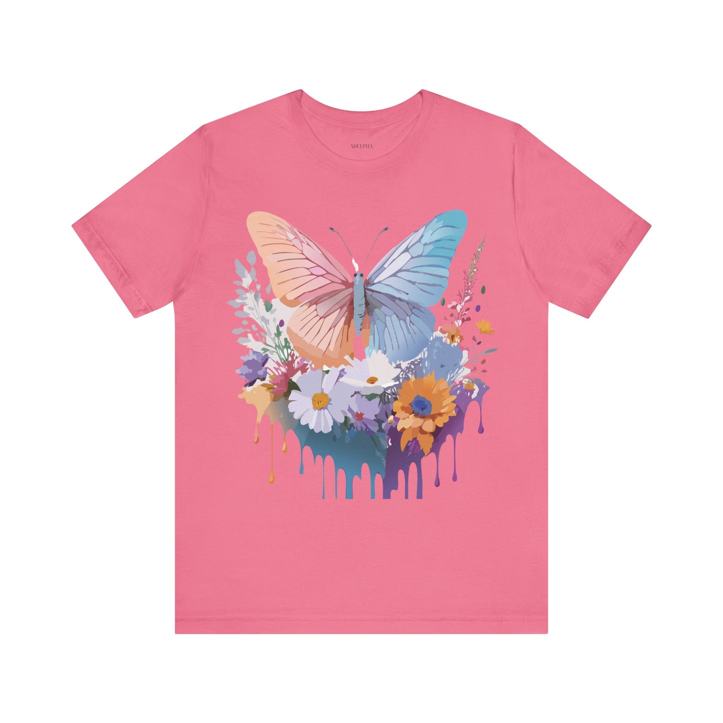 Natural Cotton Tee Shirt with Butterfly