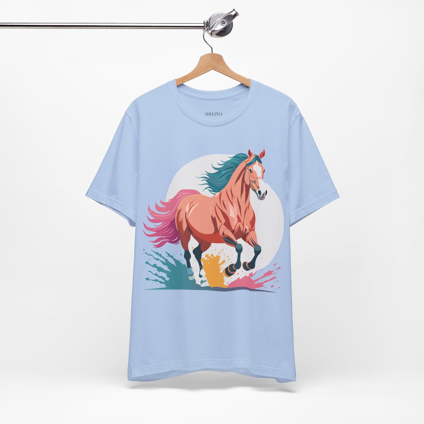 Natural Cotton Tee Shirt with Horse