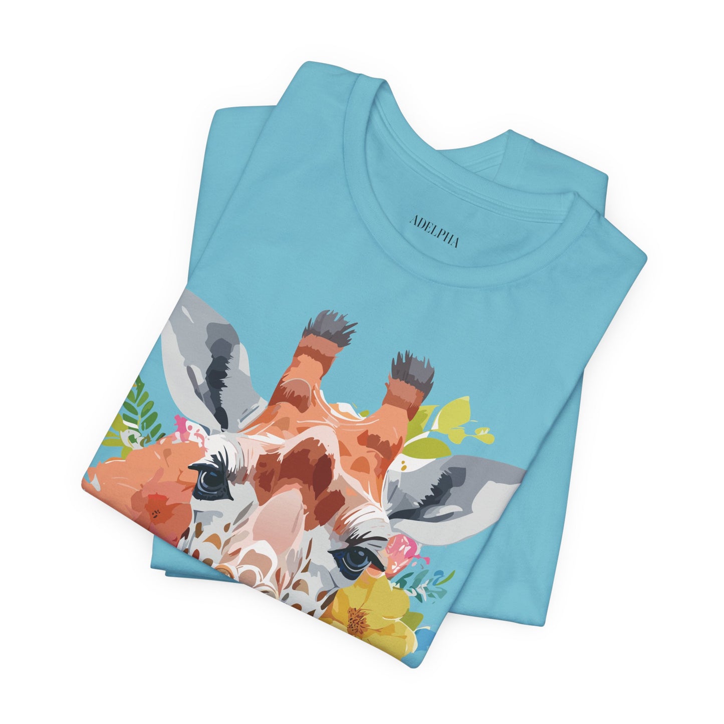 Natural Cotton Tee Shirt with Giraffe