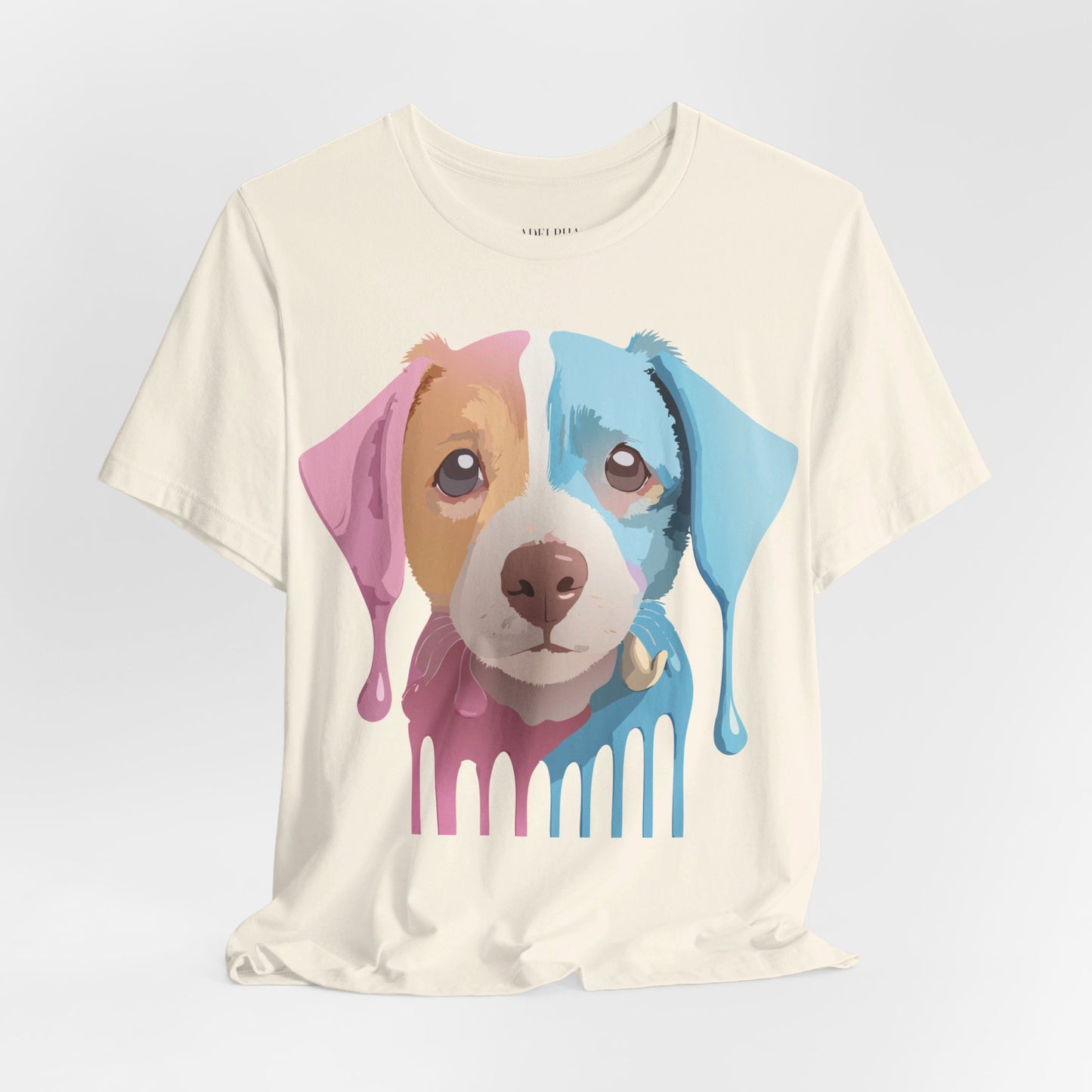 Natural Cotton Tee Shirt with Dog