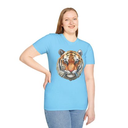 Tiger Print Unisex T Shirt Softstyle 64000 Gildan Ring Spun Cotton Tee