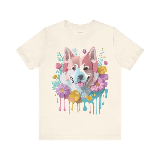 Natural Cotton Tee Shirt with Dog