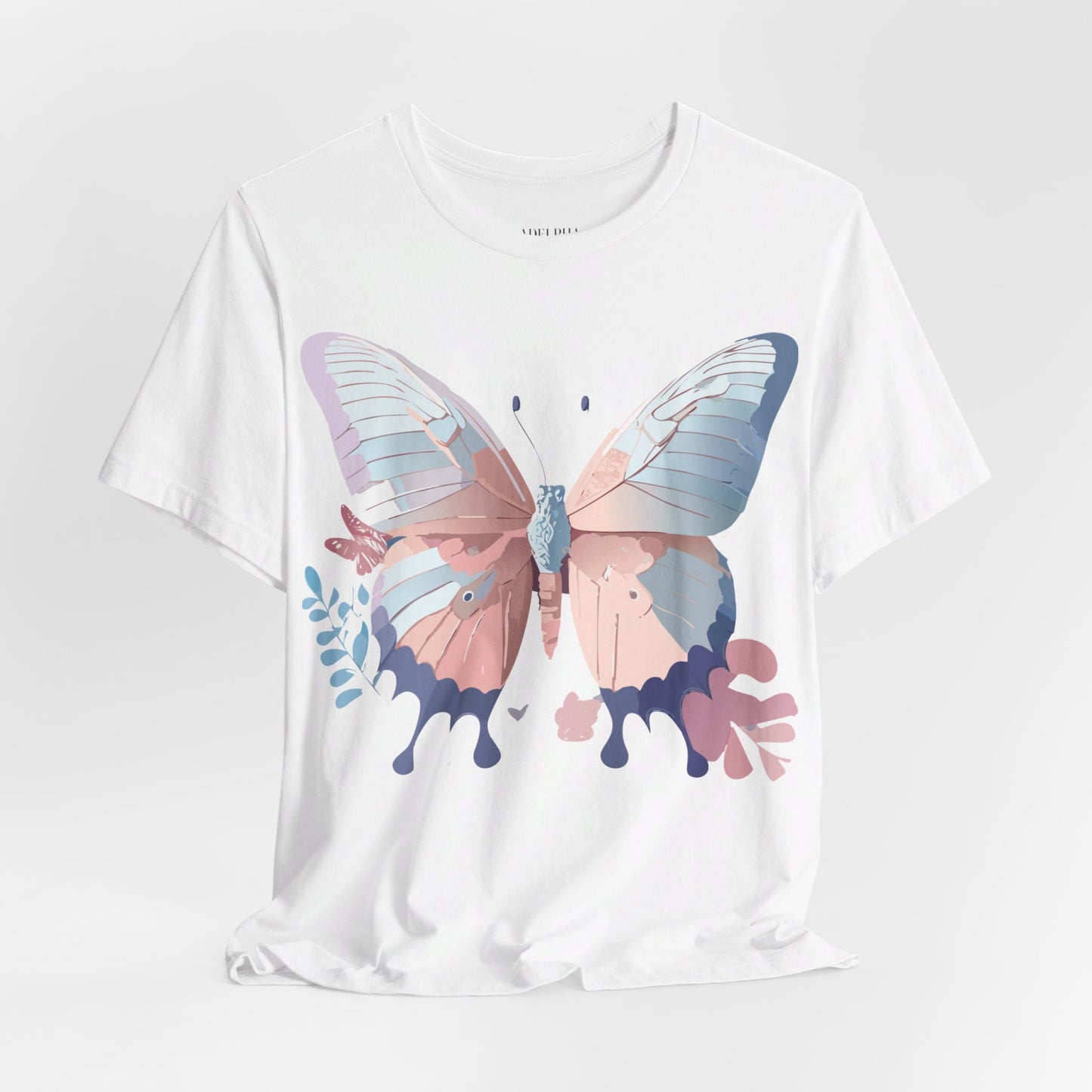 Natural Cotton Tee Shirt with Butterfly