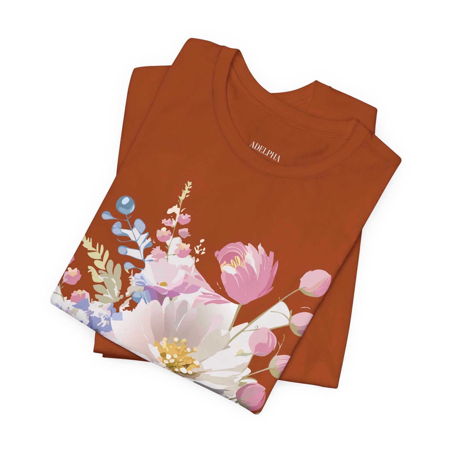 T-shirt en coton naturel avec fleurs