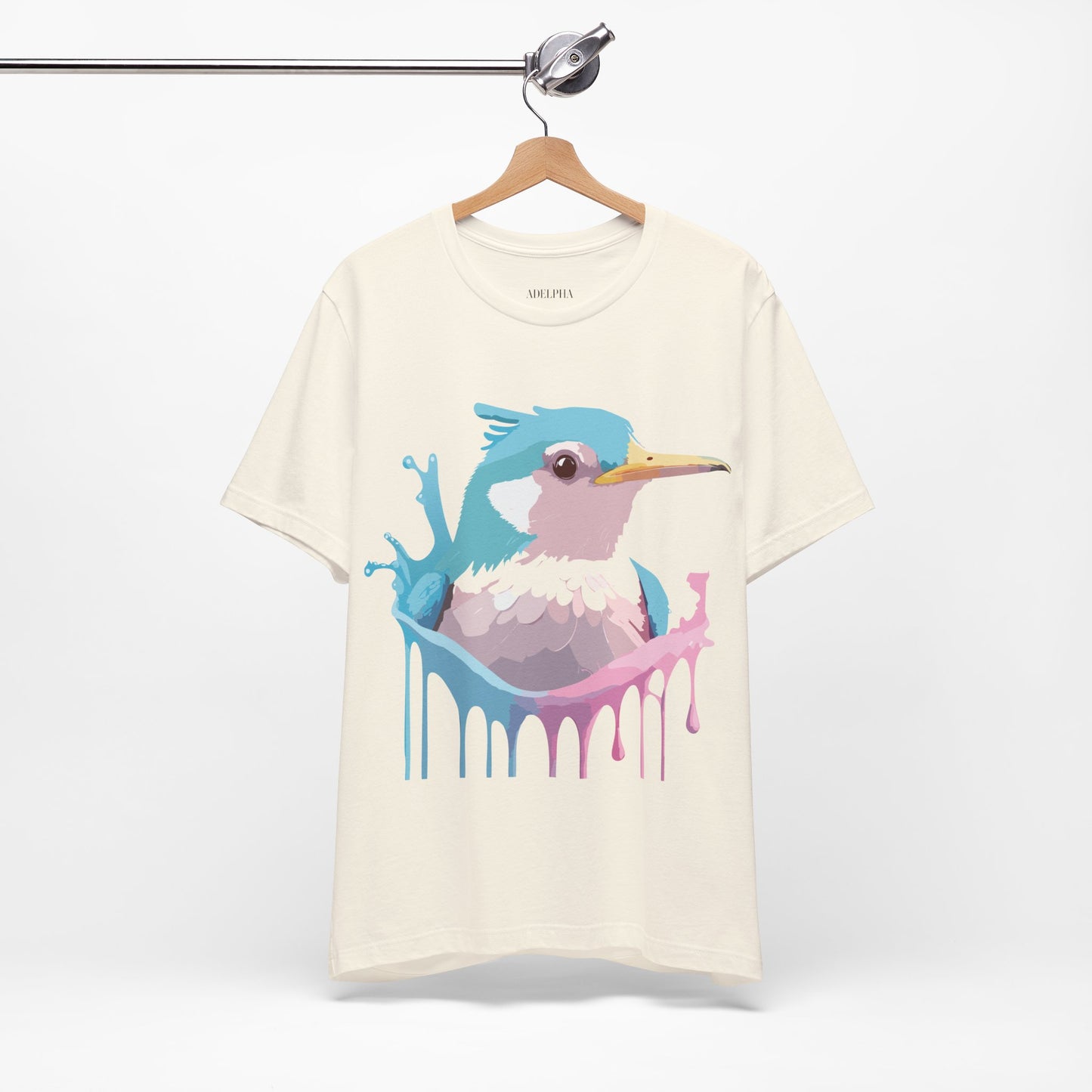 Natural Cotton Tee Shirt with Bird