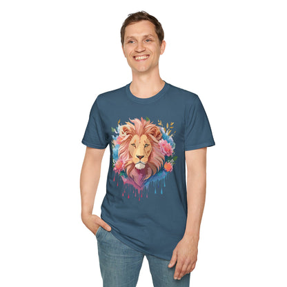 Lion Shirt Unisex Floral Lion Tee 100 Percent Cotton Softstyle Gildan 64000