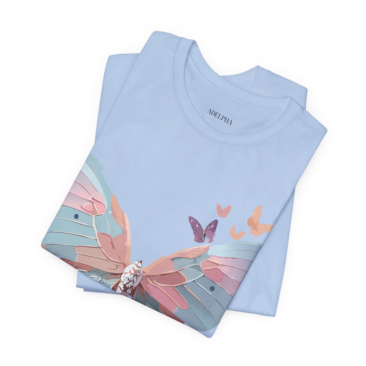 Natural Cotton Tee Shirt with Butterfly