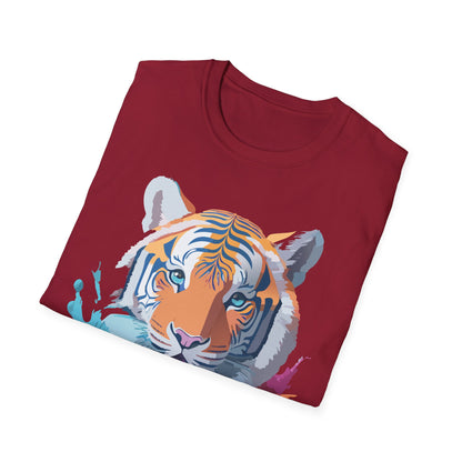 Tiger Print Shirt Unisex Softstyle Tee 100 Percent Ring Spun Cotton