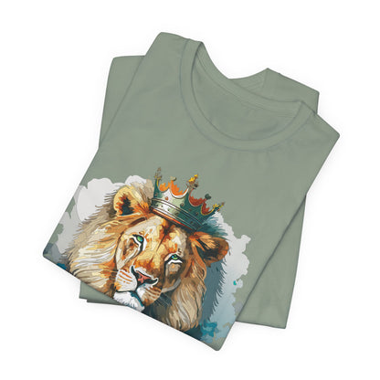Lion with Crown Tee Unisex Cotton Watercolor King Lion Graphic T-Shirt 2