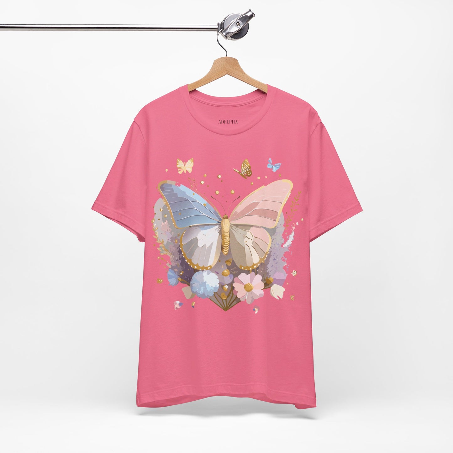 Natural Cotton Tee Shirt with Butterfly