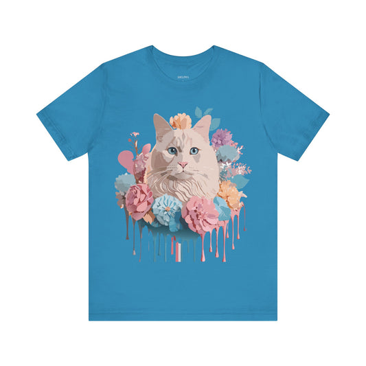 Natural Cotton Tee Shirt with Cat