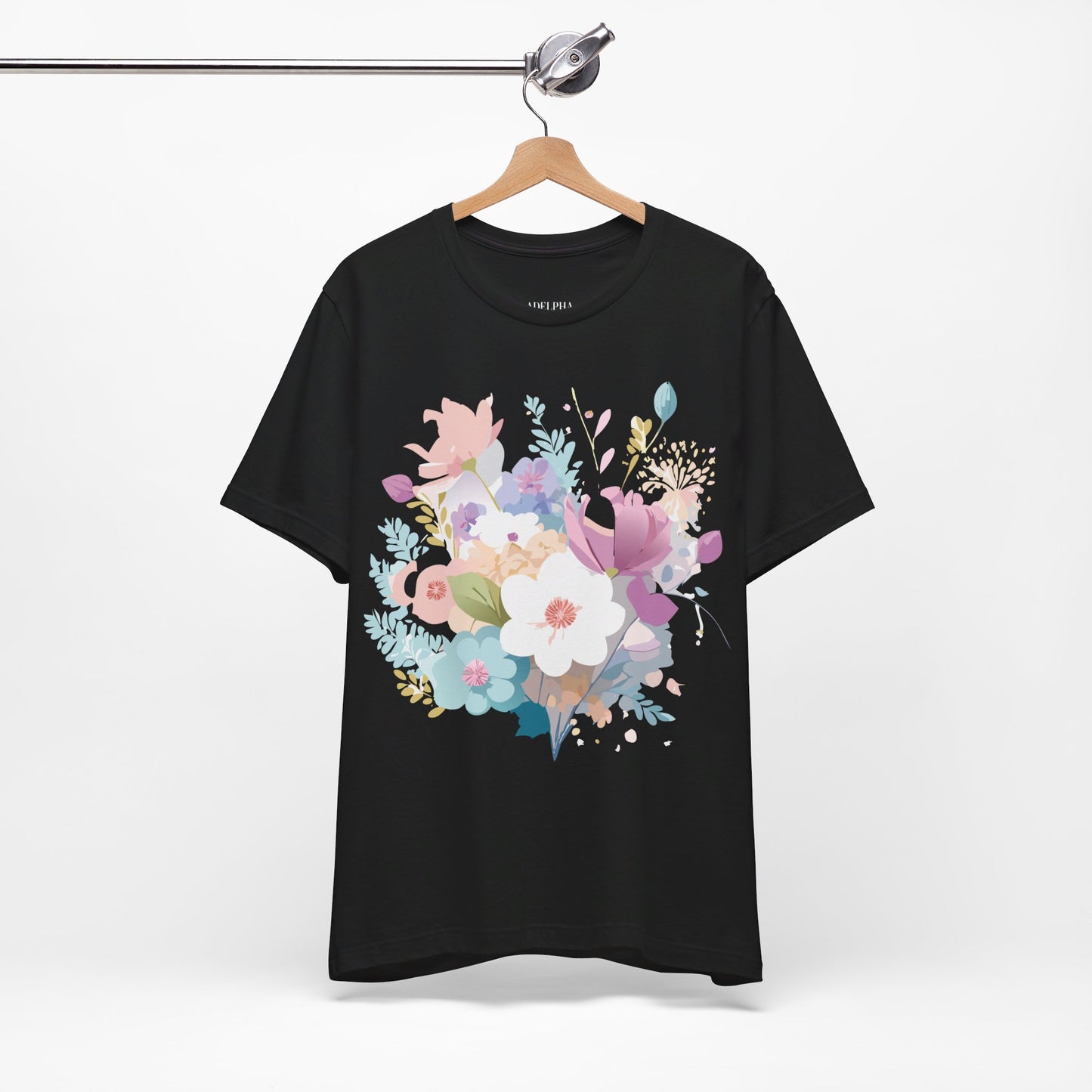 Natural Cotton Tee Shirt with Flowers