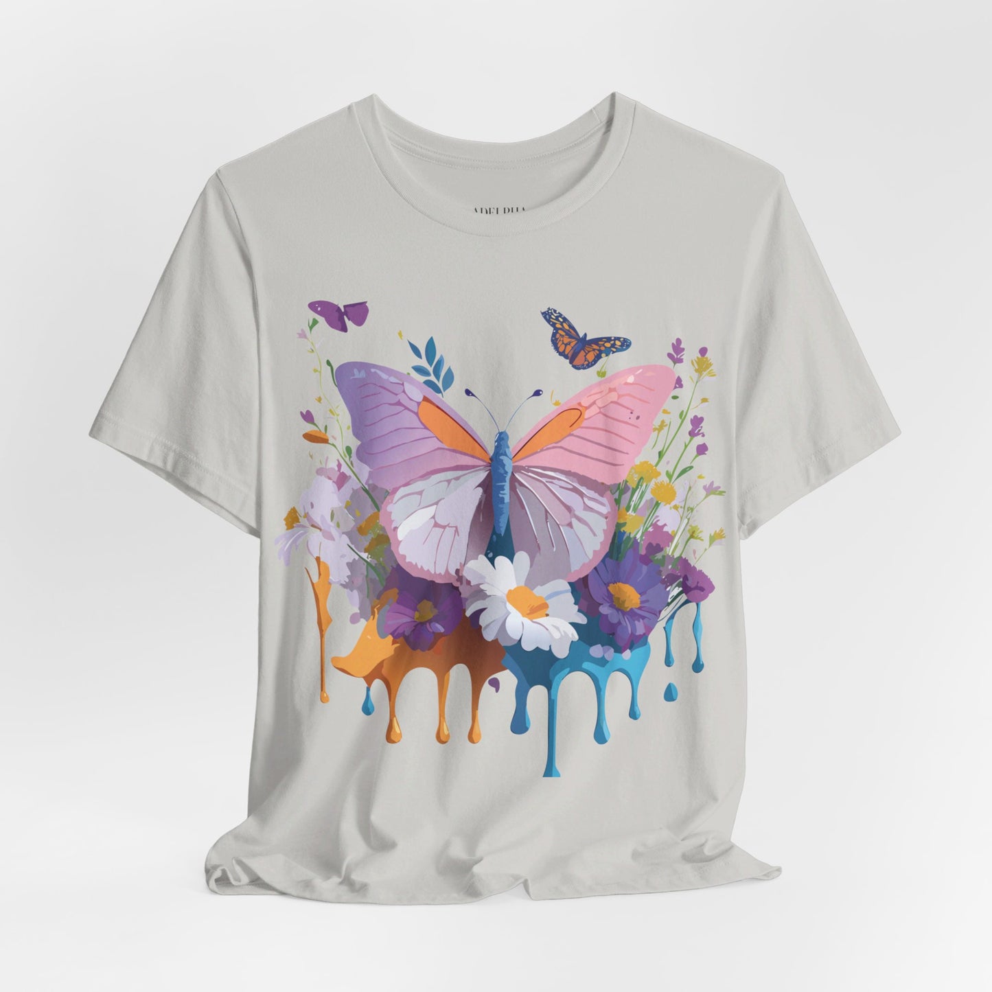 Natural Cotton Tee Shirt with Butterfly