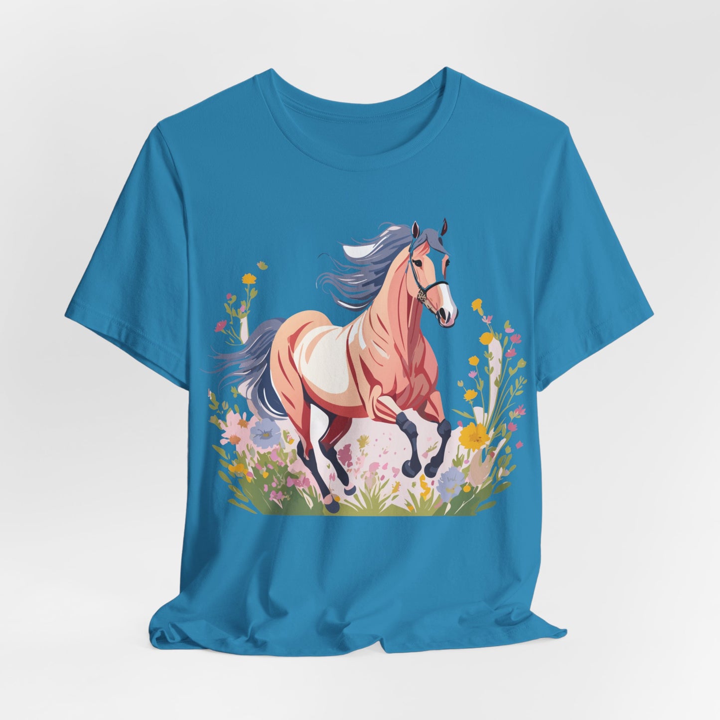 Natural Cotton Tee Shirt with Horse