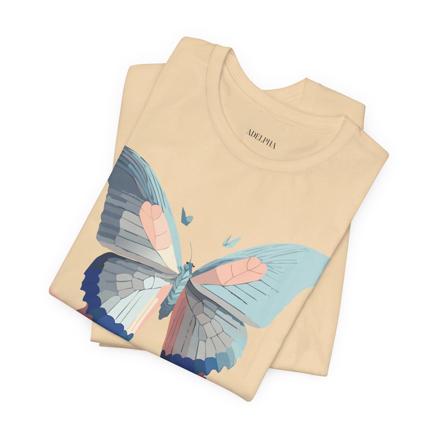 Natural Cotton Tee Shirt with Butterfly