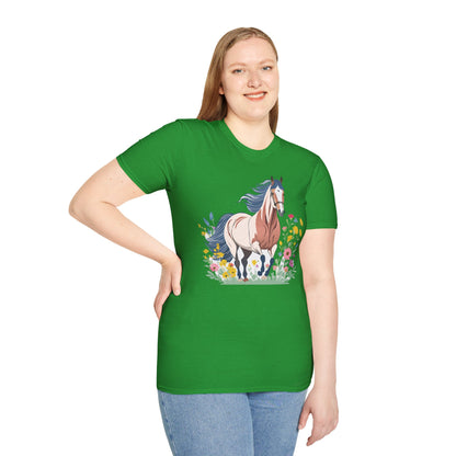 Unisex Horse Tee Softstyle Cotton Shirt With Animals Design Graphic