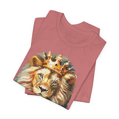 Lion with Crown Tee Unisex Cotton T-Shirt Regal King Lion Illustration, Wildlife Graphic Shirt - 1