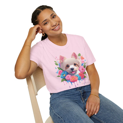 Unisex Gildan Softstyle Animal Print Dog Shirt Tee 100 Percent Cotton