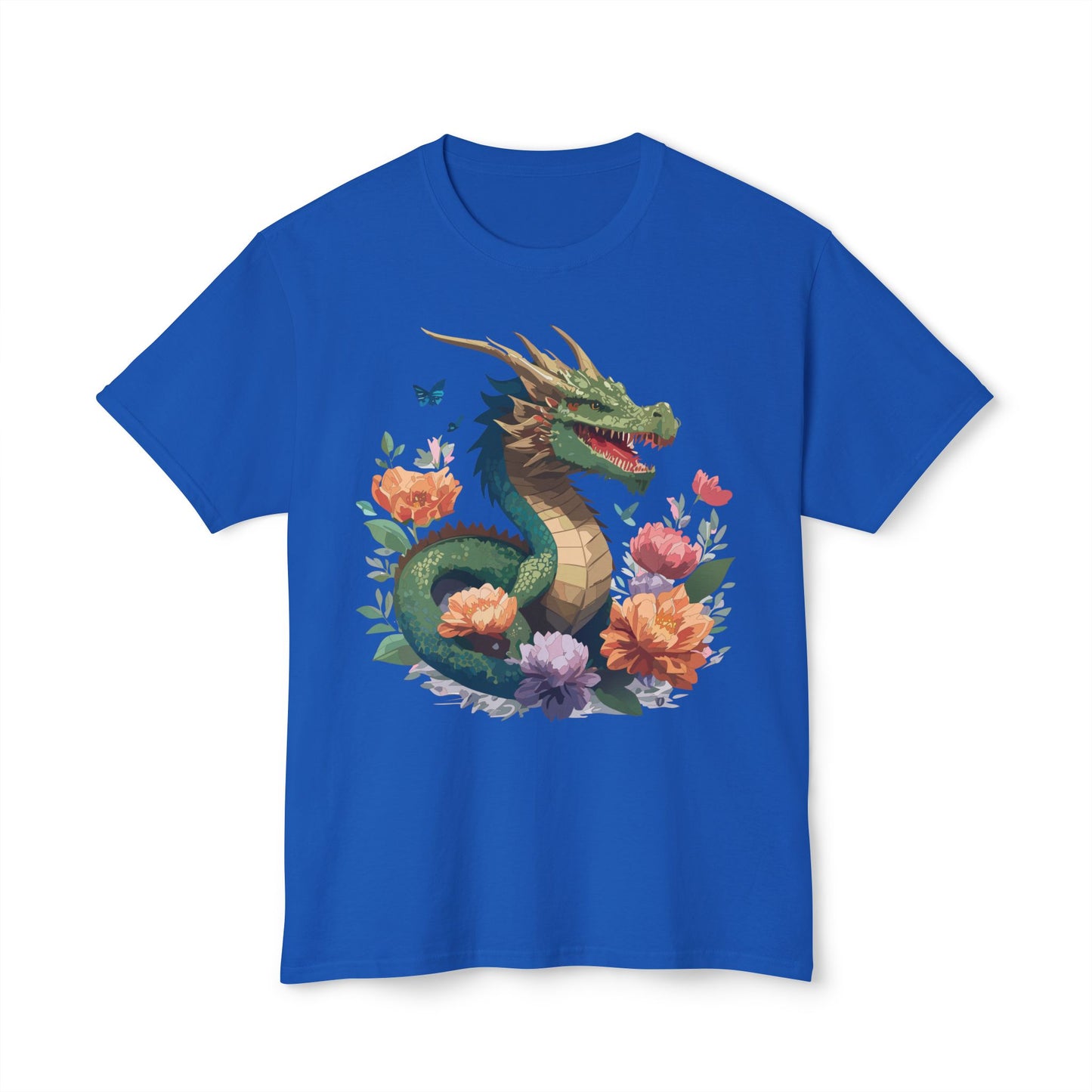 Dragon T-Shirt, Vintage Dragon Tee, Floral Tees, Dragon Art Design Shirt, Tee Shirt with Dragon 6