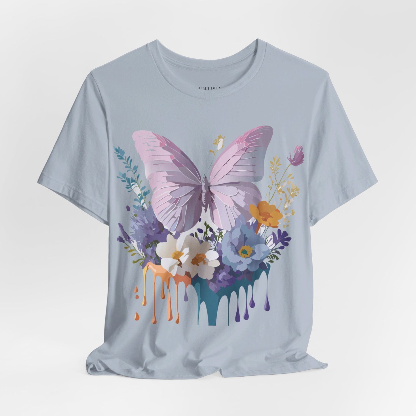 Natural Cotton Tee Shirt with Butterfly