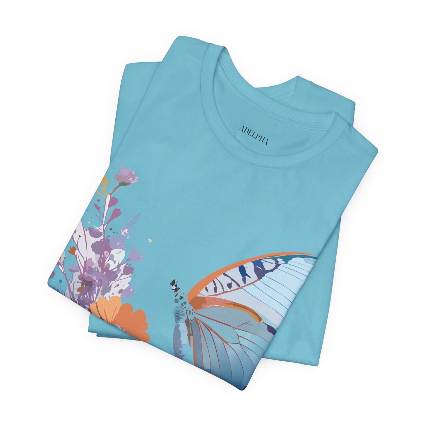 Natural Cotton Tee Shirt with Butterfly