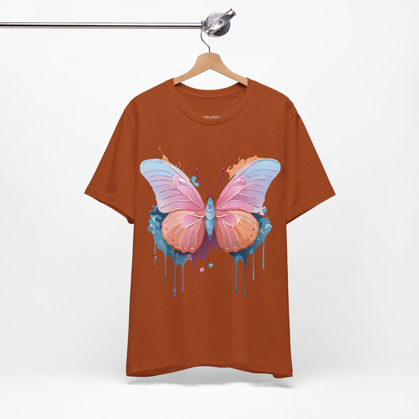 Natural Cotton Tee Shirt with Butterfly