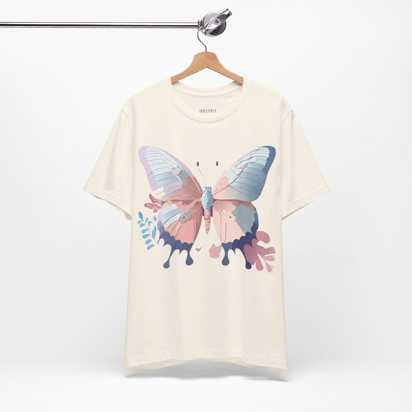 Natural Cotton Tee Shirt with Butterfly