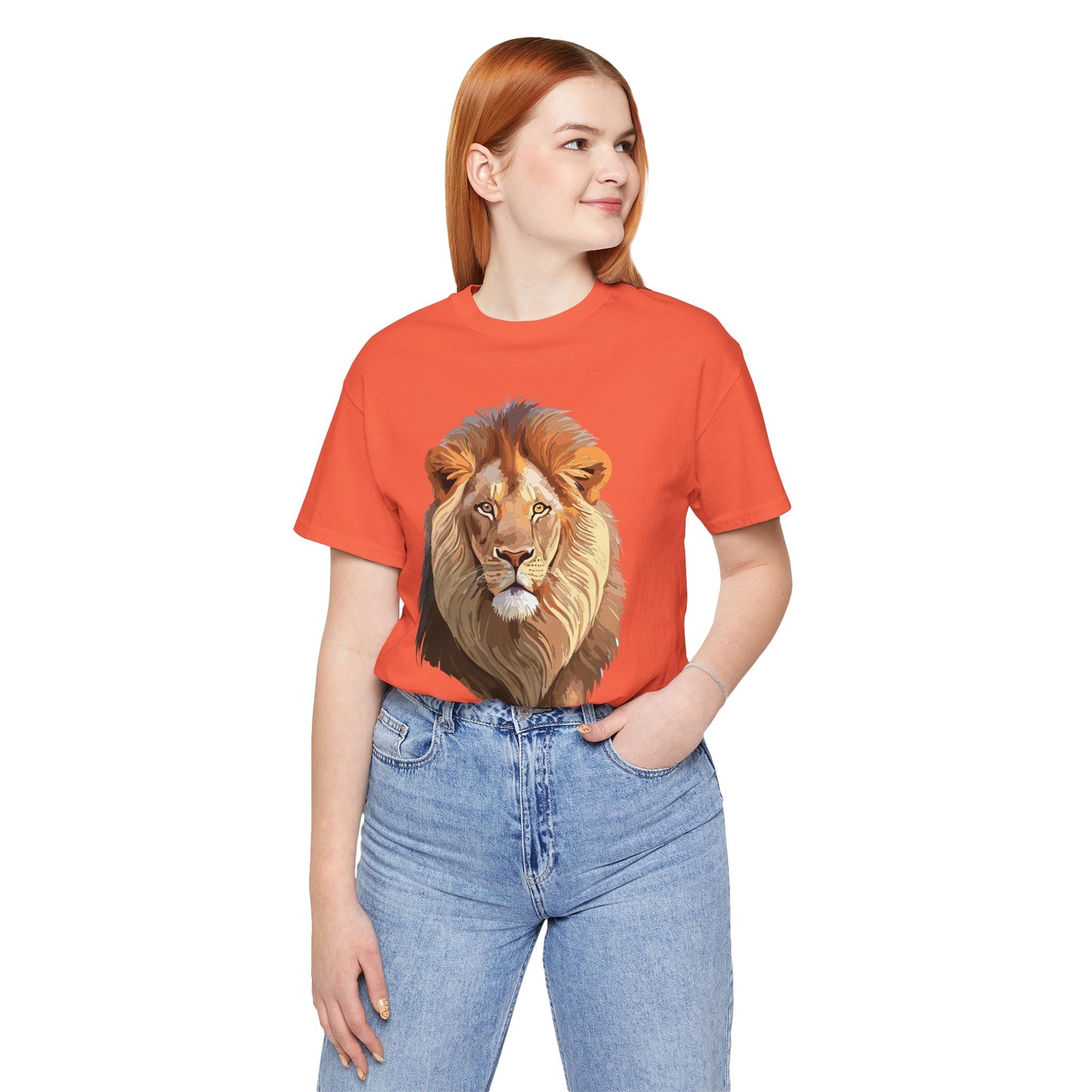 Safari Lion Head Illustration T-Shirt Unisex Cotton Realistic Lion Portrait Tee 3