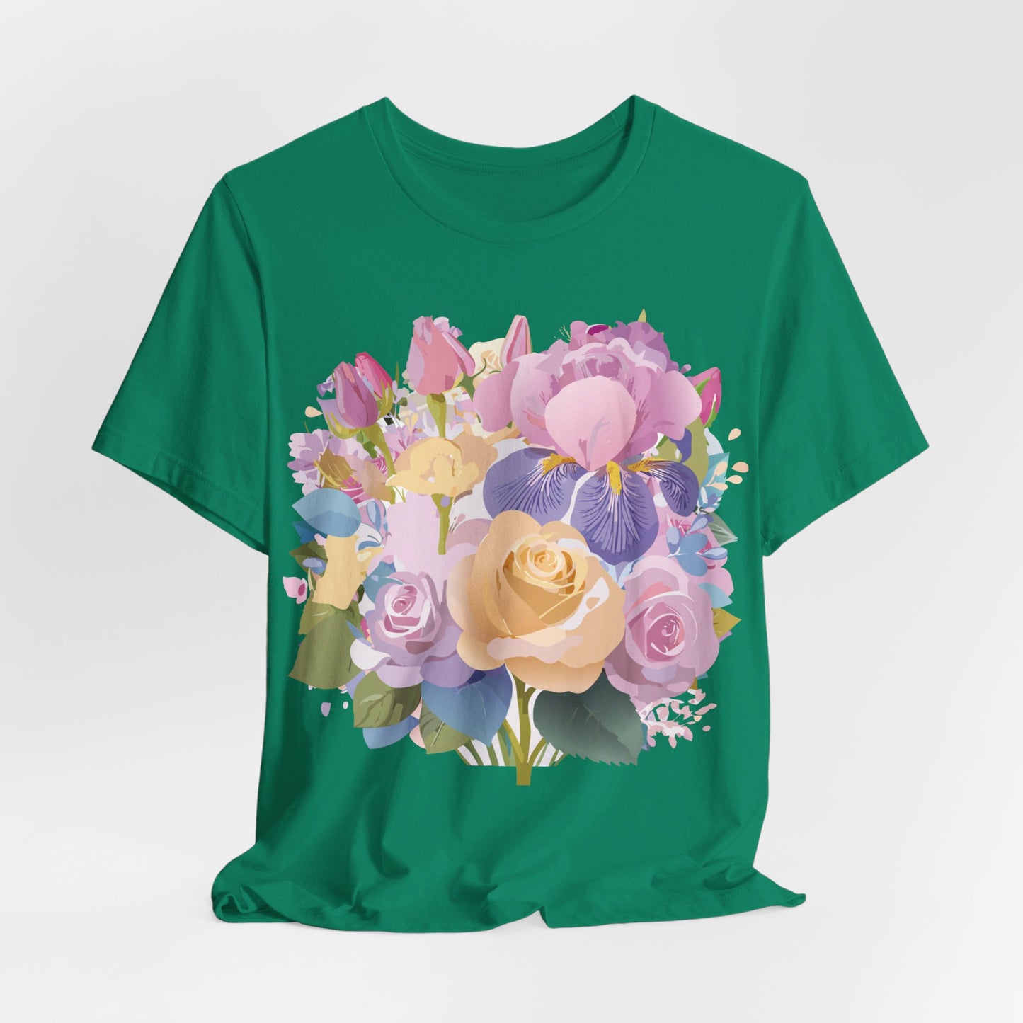 Natural Cotton Tee Shirt with Flowers