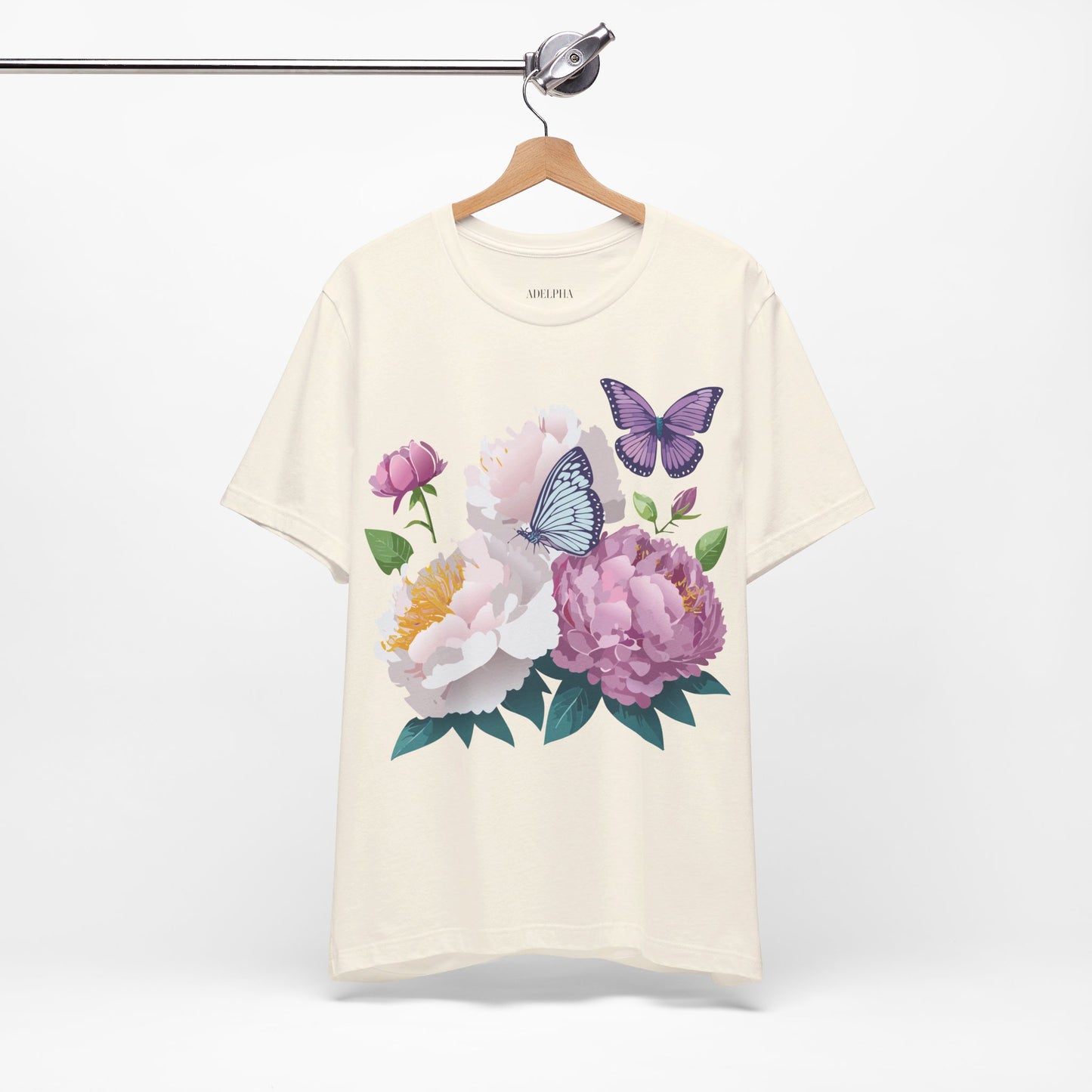 T-shirt en coton naturel avec fleurs