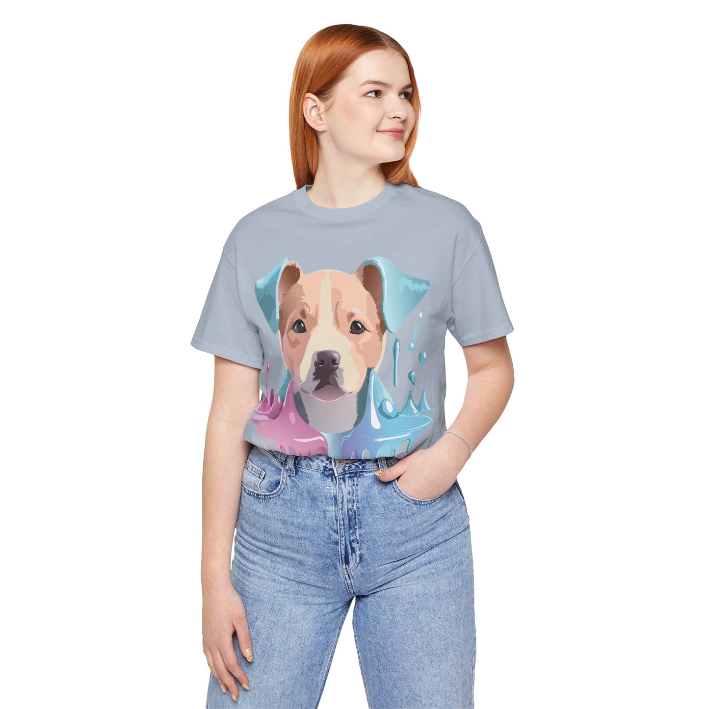 Natural Cotton Tee Shirt with Dog