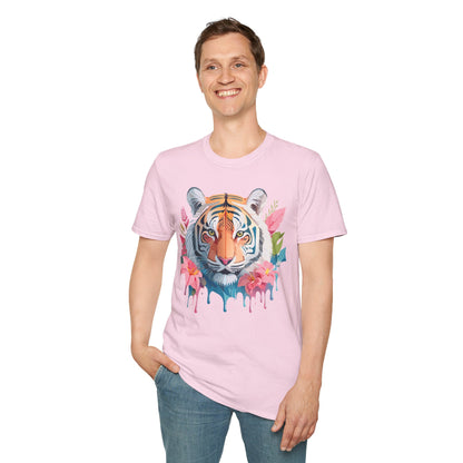 Tiger Print Unisex Softstyle T Shirt Short Sleeve Gildan 64000 Tee