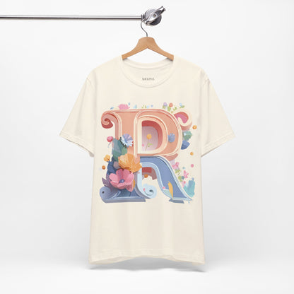 Natural Cotton Tee Shirt - Letters Collection - R Printify