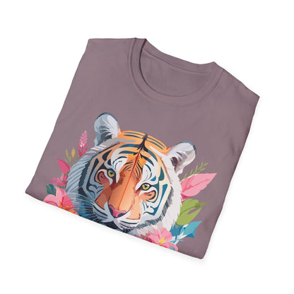 Tiger Print Unisex Softstyle T Shirt Short Sleeve Gildan 64000 Tee