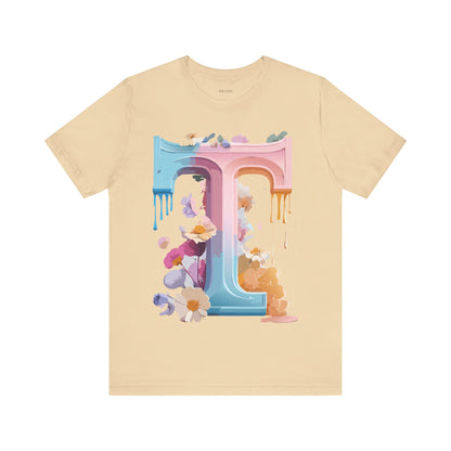 Natural Cotton Tee Shirt - Letters Collection - T Printify