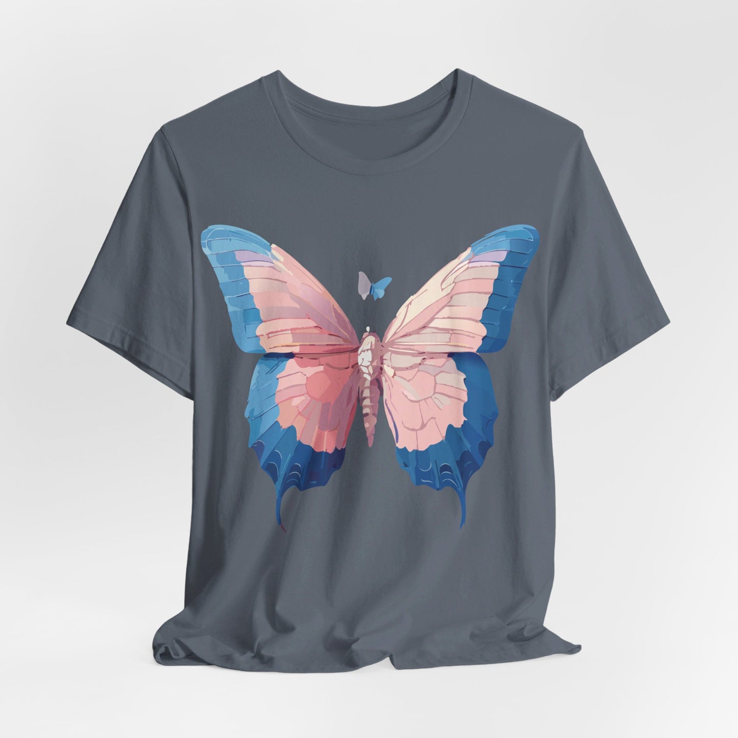 Natural Cotton Tee Shirt with Butterfly