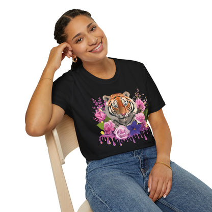 Tiger Print Shirt Unisex Animal Tee Softstyle Gildan 64000 Cotton