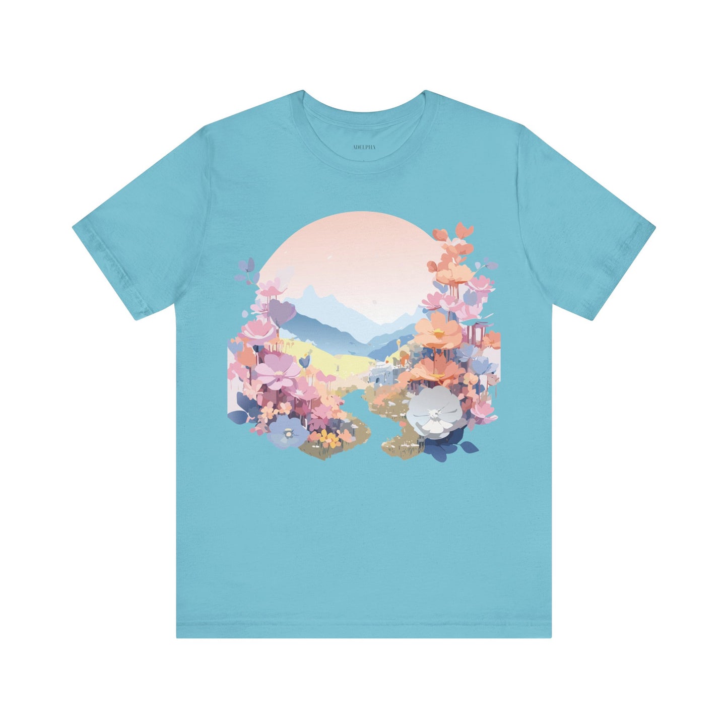 Natural Cotton Tee Shirt with Flowers