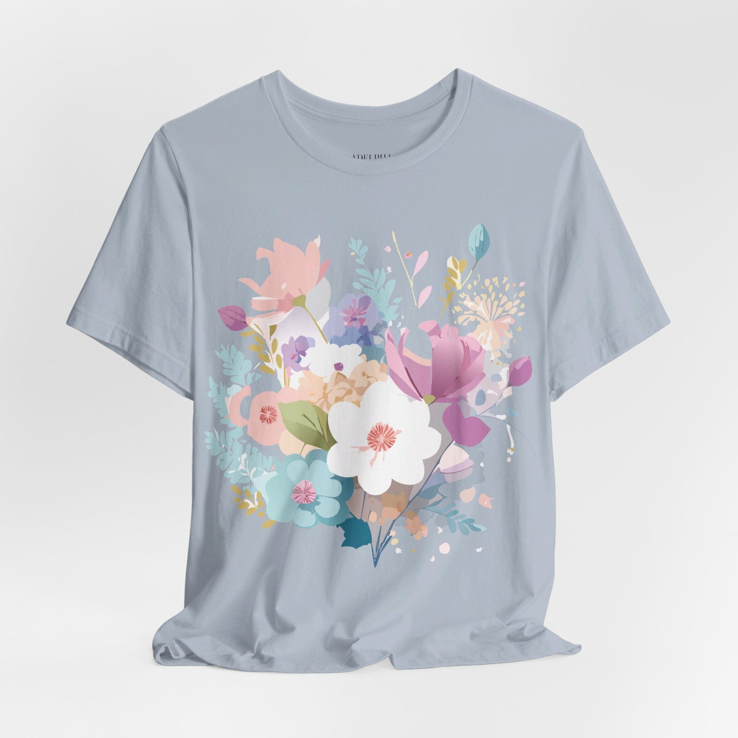 Natural Cotton Tee Shirt with Flowers