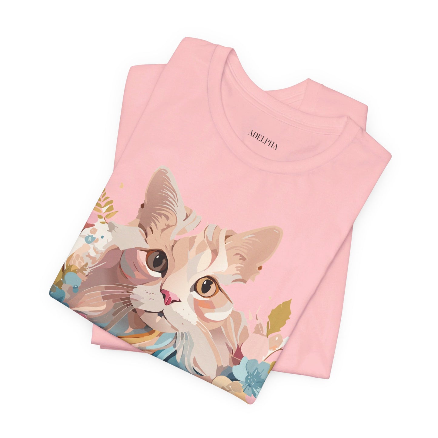 Natural Cotton Tee Shirt with Cat