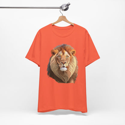 Safari Lion Head Illustration T-Shirt Unisex Cotton Realistic Lion Portrait Tee 3