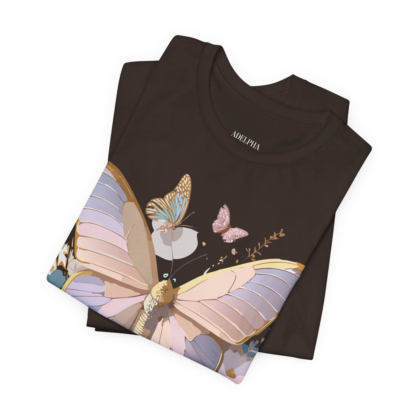 Natural Cotton Tee Shirt with Butterfly