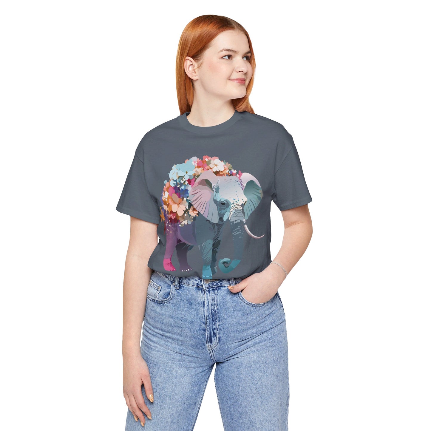 Natural Cotton Tee Shirt with Elephant